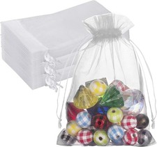 100 Premium Sheer Organza Bags, White Wedding 100 count Pack of 1 ,