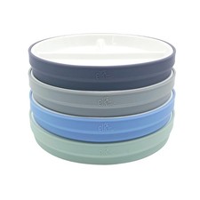 Kids 7.8  Porcelain White Plates with Silicone Sleeves  Divided Plates  Sui...