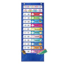 Daily Schedule Pocket Chart. Kids Chart with 15Reusable Dry-Eraser Schedule D...