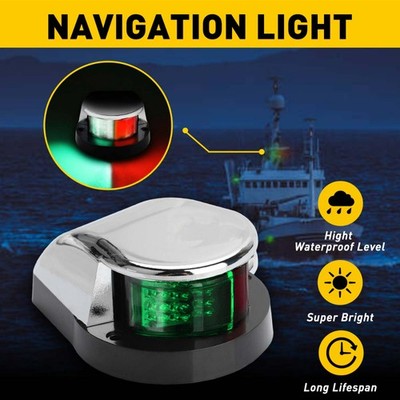 Red/Green Light Waterproof Bow Navigation Boat LED Marine Front Lamp 12V Pontoon