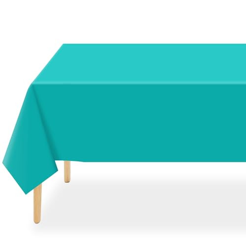 Plastic Table Cloth Disposable 54 x 108 Inch Tablecloths for 2 Pack D2 Aqua - Picture 1 of 7