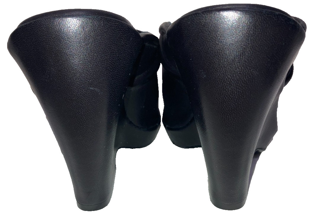 KHAITE Stagg 105 Black Leather Wedge Mule Slide Sandals 37 6.5 7