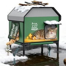 Heated Outdoor Cat House for Winter: Insulated with Heating Pad, Indestructib...