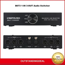 B073 1-IN 3-OUT Audio Switch Fully Balanced XLR Audio Source Signal Selector