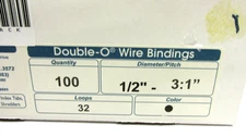 Spiral Binding Wire'O 27012 3:1" 1/2" 32 Loops DBL-O Black 100 Per Box