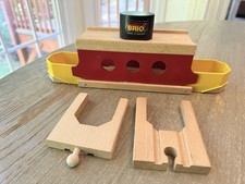 Vintage BRIO Wooden Train Ferry Made In Sweden 33661 Plus 2 Dock Track Pieces