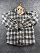 Fieldmaster Men's M Black Gray Buffalo Plaid Flannel Shirt USA Made Vintage