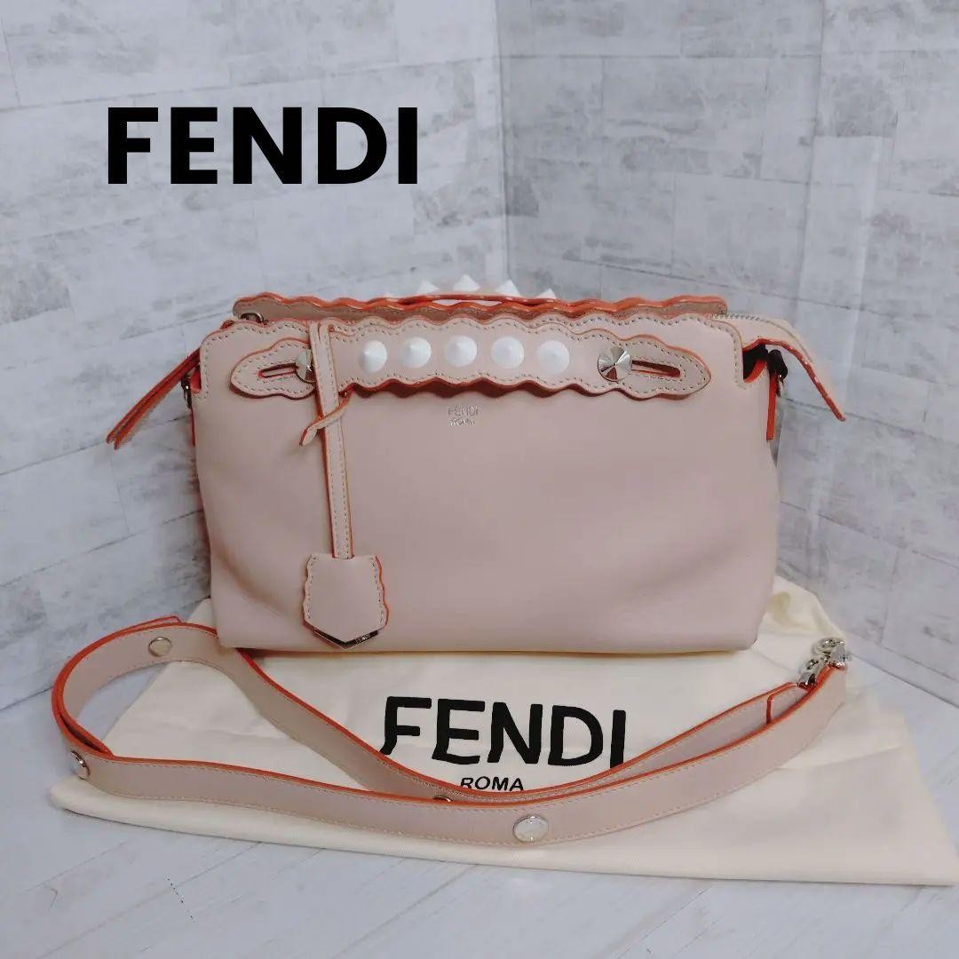 Fendi By The Way Medium Beige Orange Leather Crossbody Satchel Bag