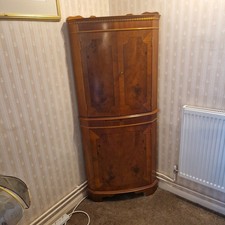 Vintage Corner Drinks Cabinet Display Unit Yew Wood Style
