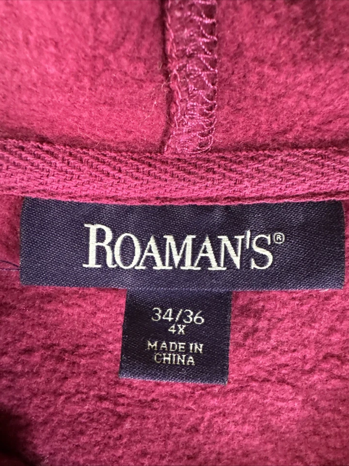 Sudadera con Capucha Roamans Polar Para Mujer Talla Grande 4X 34/36 Cremallera Completa Borgoña Forrada Capucha Foto 3 de 4