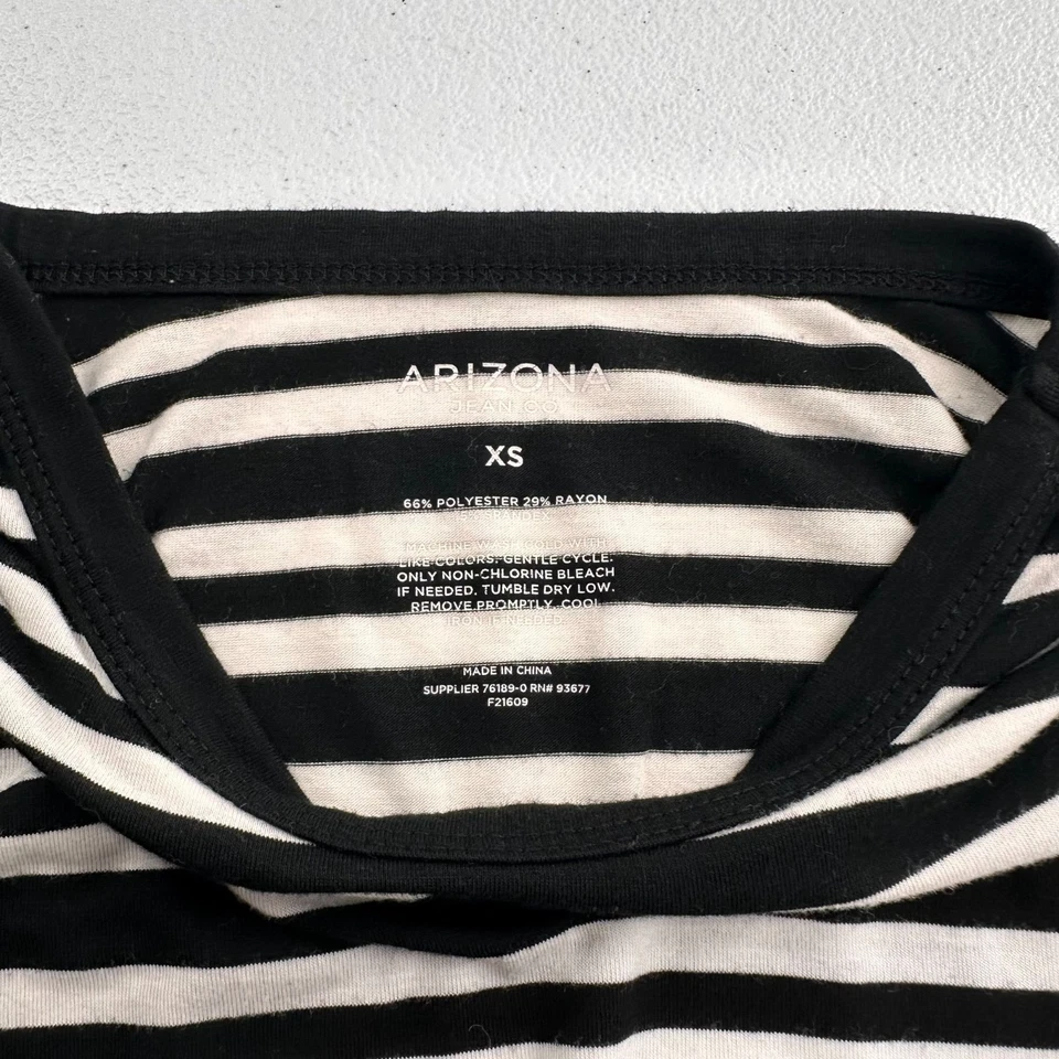Camiseta Arizona para mujer blanca y negra a rayas manga corta XS camiseta cuello redondo corta Foto 2 de 4