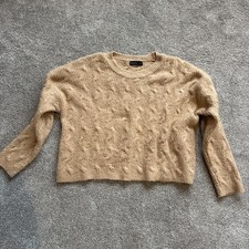 Stradivarius Sweater Womens Med Beige Cable Knit Pullover Soft Knit Cozy Cute