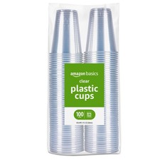 Amazon Basics Small Disposable Clear Plastic Cups, 9oz, 100 9 Ounces,