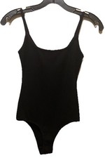 Reformation Andie Ribbed Black Bodysuit, Size XS