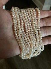 Vintage 90 Inch Endless Hand-Knotted Freshwater Pearl Opera Rope Necklace Rare 