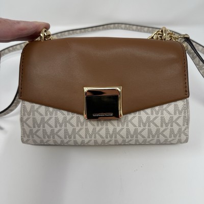 MICHAEL KORS Lita Small Two-Tone Logo and Leather Crossbody Bag Brand New.