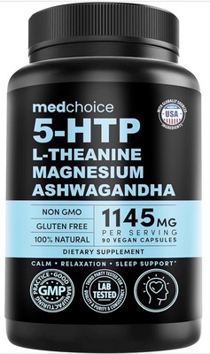 15-in-1 5HTP Mood Support Supplement 200mg Capsules with L-Theanine, Mag 10/2026