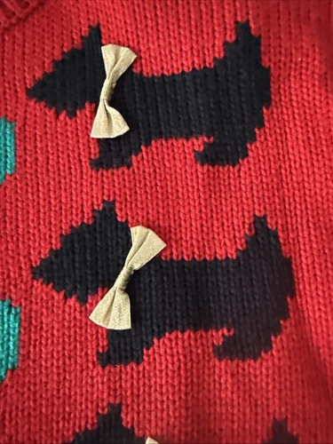 Karen Scott Sweater Women Petite L PL Scottie Dog 1980s NOS Ugly Christmas VNTG