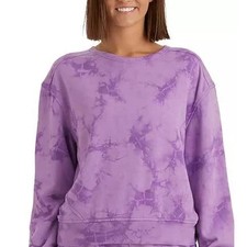 New MEMBERS MARK Sweatshirt XL Lilac Tie-Dye Watercolor Long-Sleeve French-Terry
