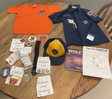 vintage 1995-1997 Cub Scout lot inc shirt cap hat book belt patches badges cards