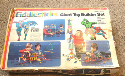 1979 Knickerbocker Super Heroes Fiddlesticks Toy Builder Set Lot Hulk Spider-Man