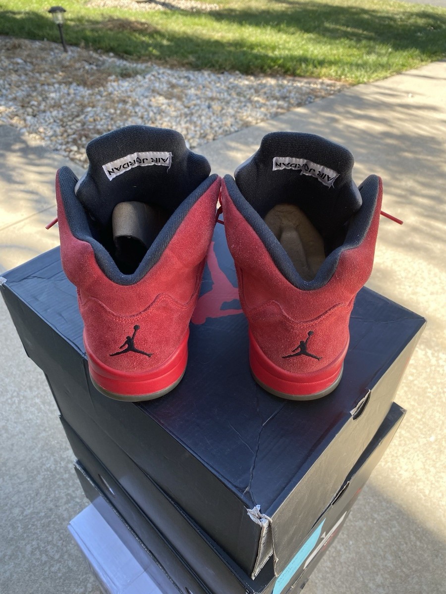Jordan Air Jordan 5 Retro Red Suede High Top Men's Sneakers Lace