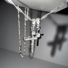 PRIMROSE Silver-Plated Cubic Zirconia Double CrossPendant Necklace