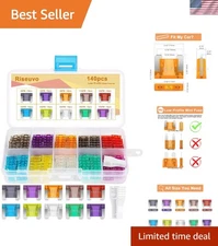 Complete 140 Pcs Fuse Assortment for Cars, Trucks, RVs & Boats - With Puller