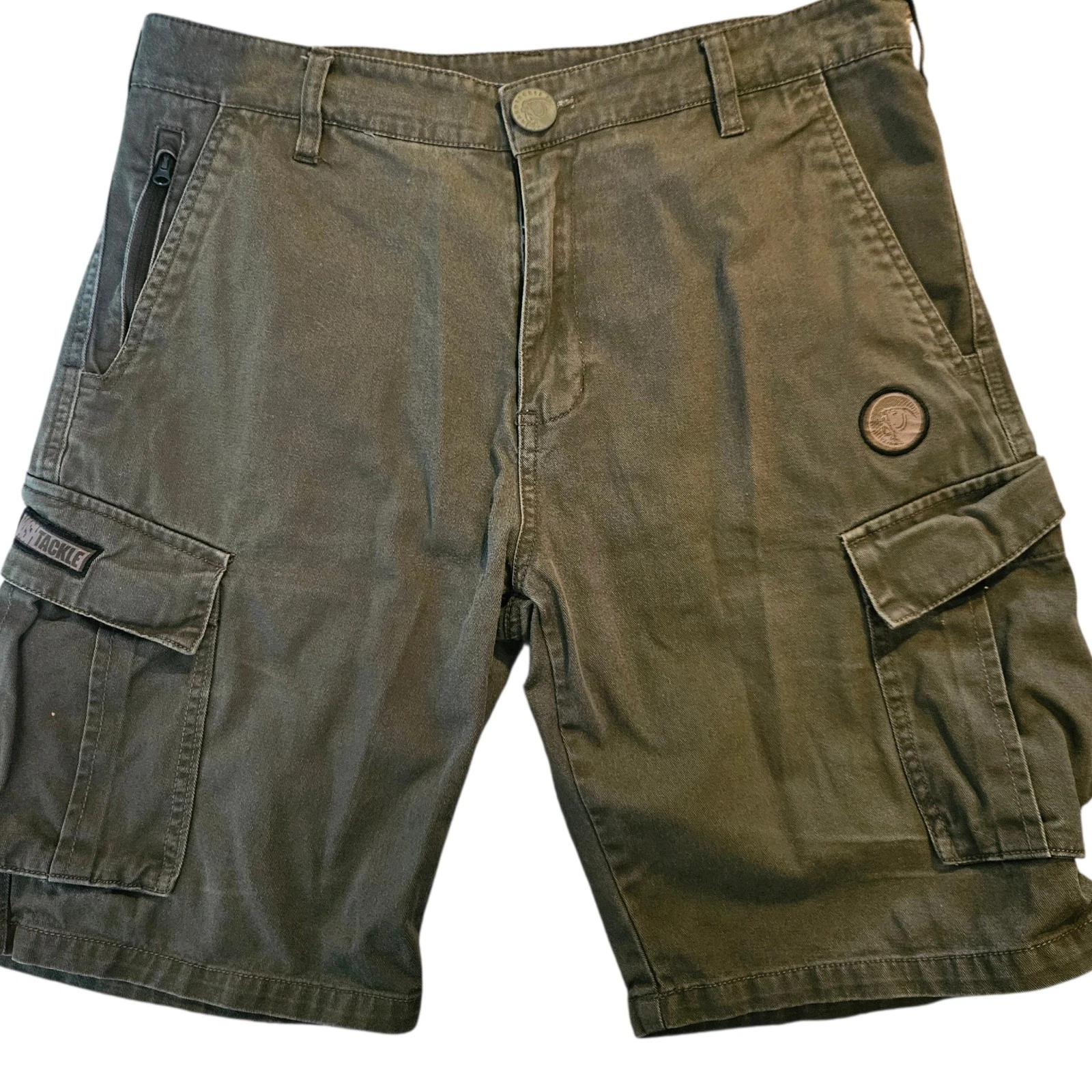 NASH TACKLE Thick Cargo Shorts Khaki Green Fishing Outdoors Mens Size M W32