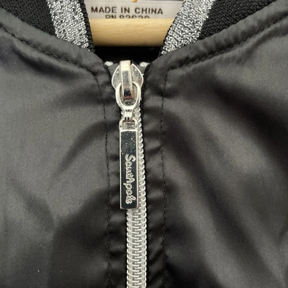 Y2K Southpole Girls M Black Crinkle Sleeve Jacket Lightweight Full Zip 2000s - Image 4 of 4