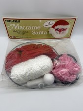 Vtg SEALED Fibre-Craft Macrame 15" Santa Face Kit 2545 Complete Instructions