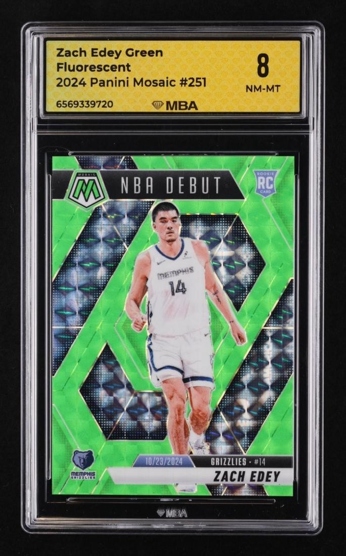 2024 Panini Mosaic Green Fluorescent: #251 Zach Edey /10 MBA 8 NM-MT