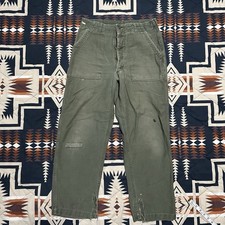 USGI OG-107 Cotton Sateen Utility Military Green Pants - FITS 30X30 Distressed