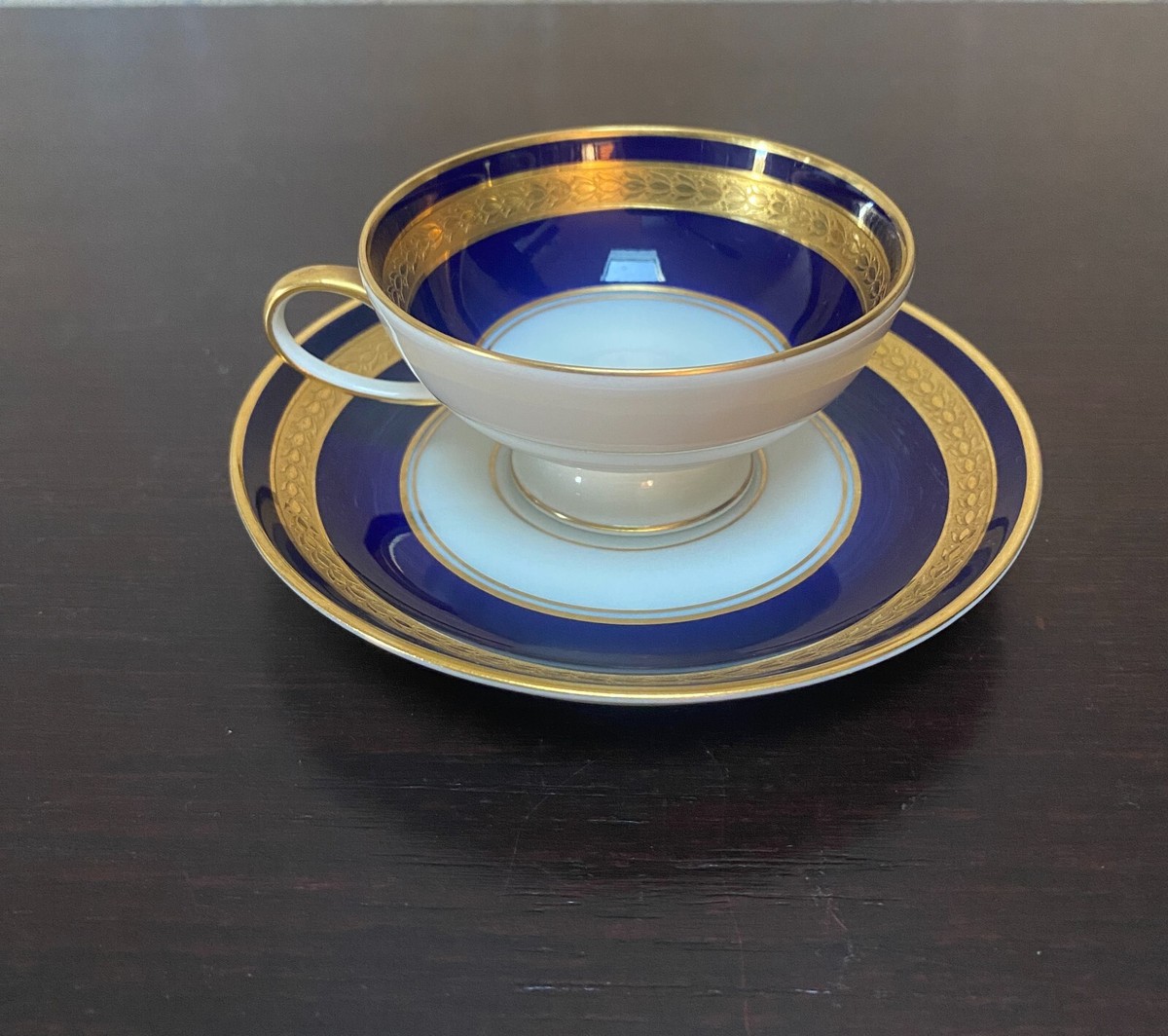 TEA@　0527 Rosenthal Eminence Cobalt Blue with Gold Footed Tea Cup & Saucer
