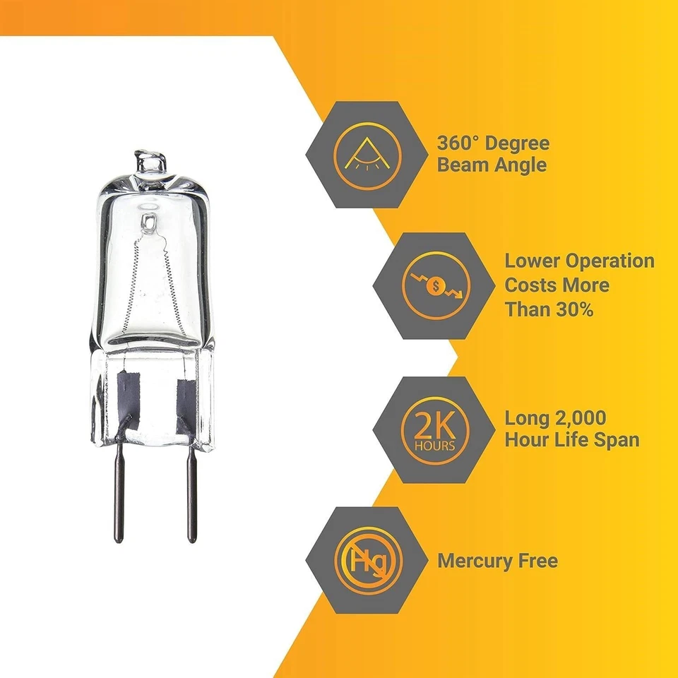 12Pack Single Ended T3.5, GY8 Bi-Pin Clear Glass UV Protected, 3200K, 35W, 300LM - Image 2 of 4