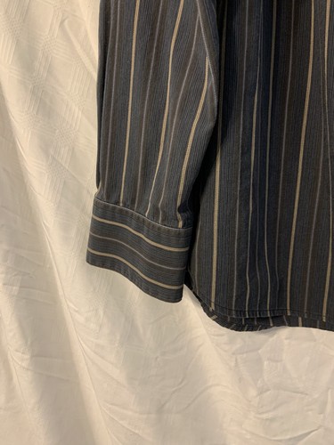 Concepts by Claiborne Men's Dress Shirt, Blue with black+tan pinstripes, Large - Picture 5 of 5