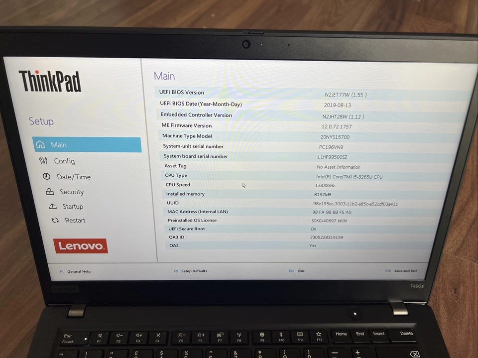 Lenovo ThinkPad T490s · i5-8265U · 8GB · 128GB, photo 3 of 4