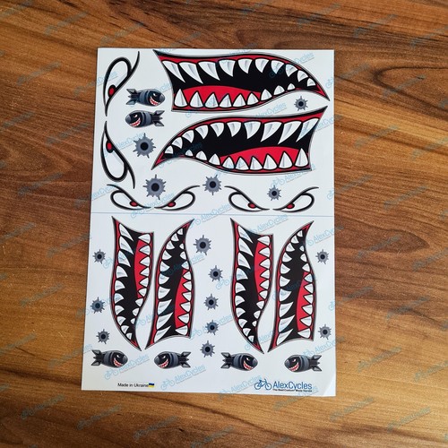 RC Car Flying Tiger Shark Teeth Mouth Decals Sticker for approx 1/8 Scale Model - Bild 1 von 3