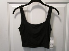 URBAN OUTFITTERS SQUARE NECK CORSET STYLE CROP BLACK TANK TOP SIZE MEDIUM NEW