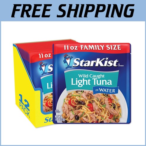Family-Sized Chunk Light Tuna Pouches - 11 oz x 12 | Gluten-Free & Nutritious