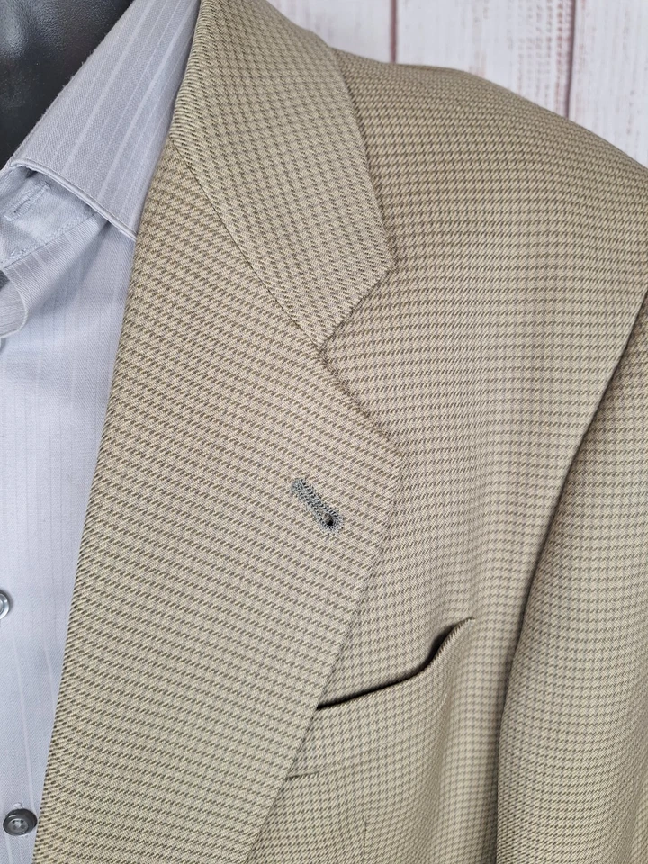 Gianfranco Ruffini Sport Coat Blazer Mens 42R Beige Check Wool Ventless - Image 3 of 4