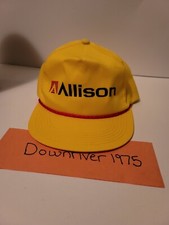 VINTAGE K PRODUCTS HAT 1980s ALLISON ENGINE COMPANY YELLOW TRUCKER HAT