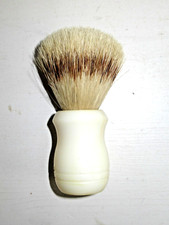 Vintage Shaving Brush Badger Bristle Ivory Color Rubber Handle 003