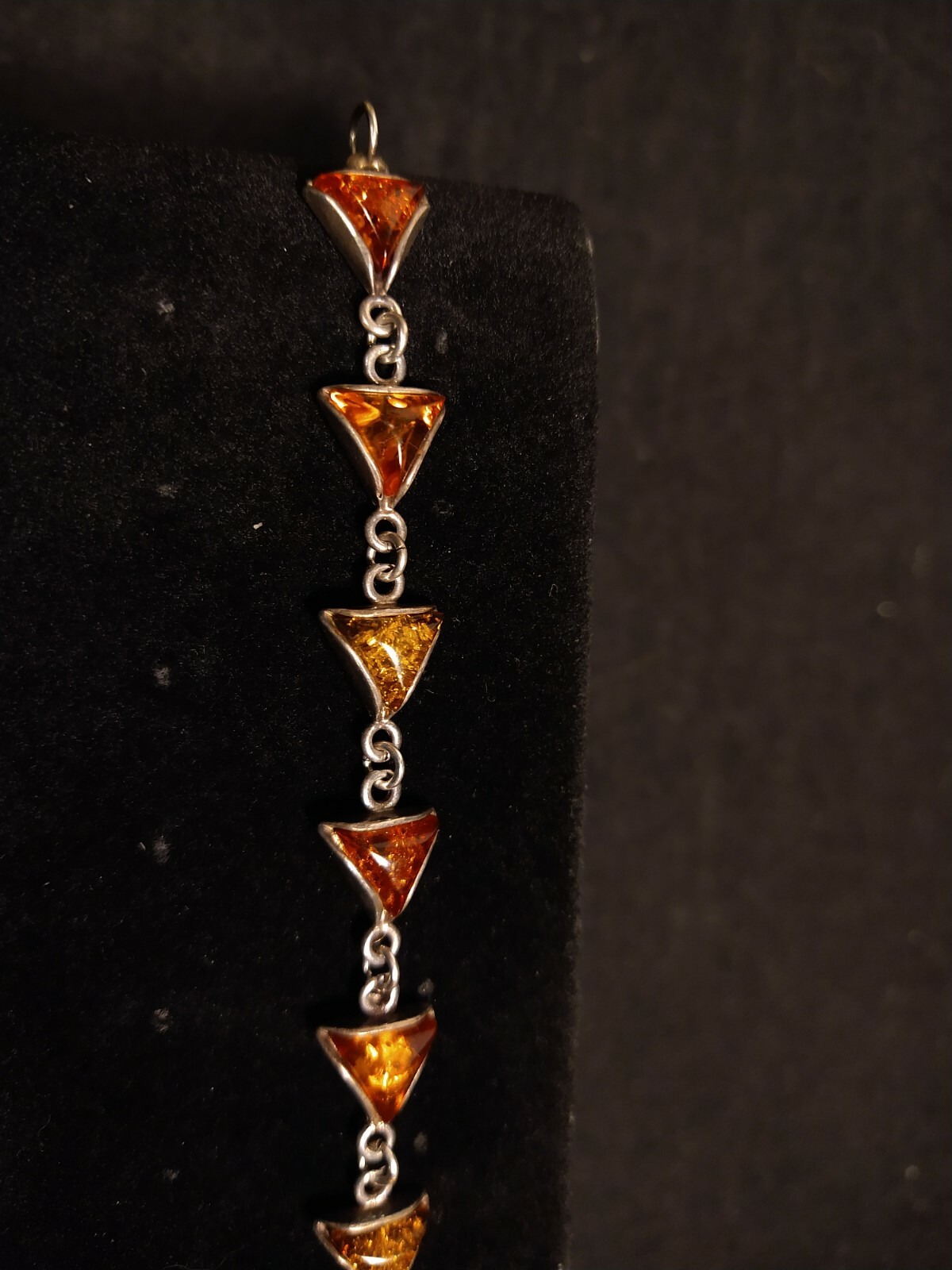 Sterling Silver Triangular Cut Amber Gemstone Bra… - image 7