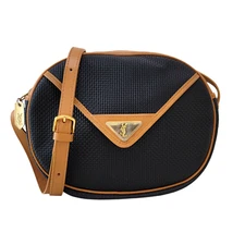 Yves Saint Laurent  Shoulder Bag Purse Black PVC Leather YSL Vintage