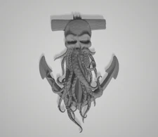 3d Model Stl File for CNC Router Laser and 3D Skull Octopus Anchor Model