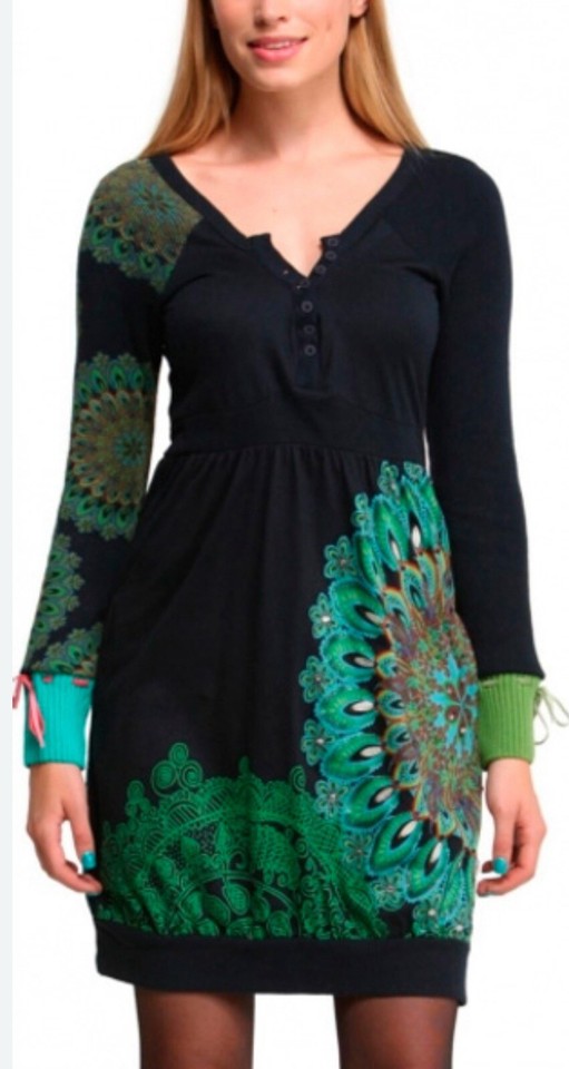 Desigual Women's Alexia Dress | Bright Colorful Knitted Long Sleeve Dress | Casual Autumn Winter Style