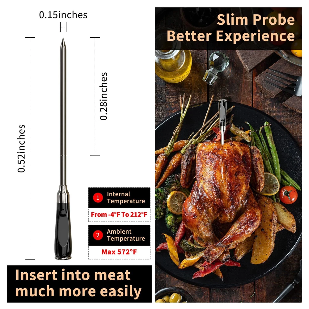 Meat Thermometer Wireless, 700FT Remote Digital Cooking Thermometer, Bluetoot...
