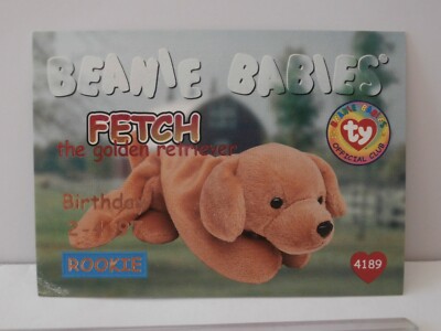 TY Beanie Babys BBOC Karte - Serie 1 nicht mehr produziert rot Hol den Golden Retriever