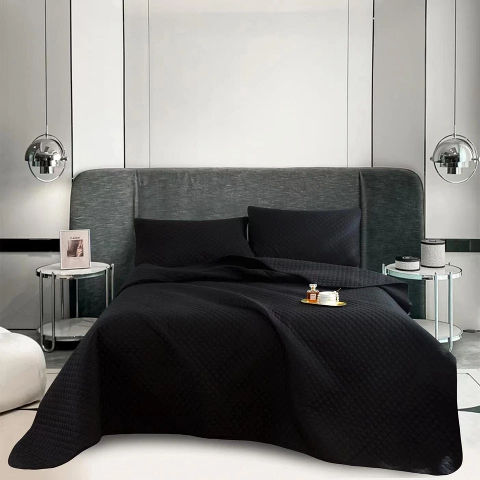 Elegantes juegos de cama reversibles de mezcla de algodón con estampado de bordado de 3 piezas, Queen King Foto 4 de 4